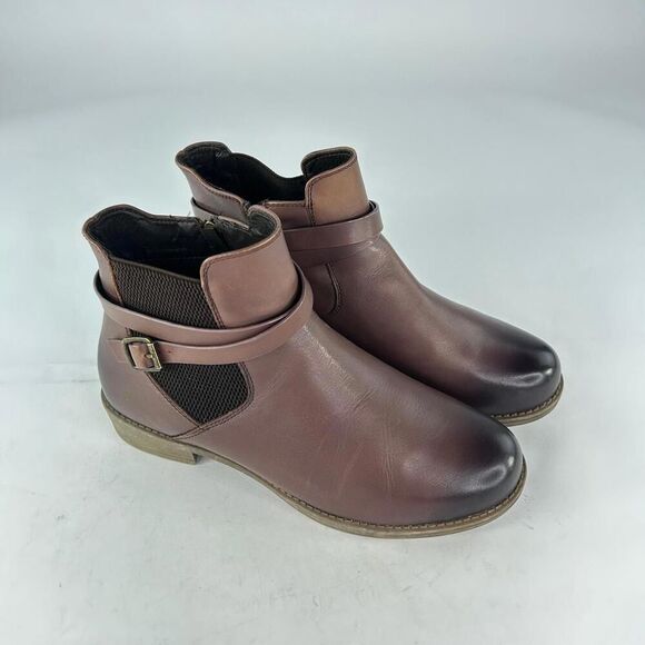 Propet Women's Tatum Boots US 9 Dark Burgandy Pull-On Side Zip Ankle Booties - Picture 11 of 13